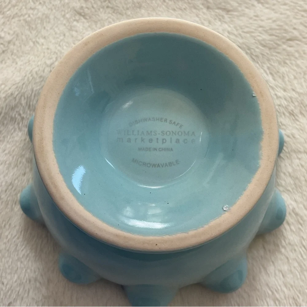 Williams Sonoma Blue Ruffle Pedestal Bowl – Ceramic Candy Dish 5.75”